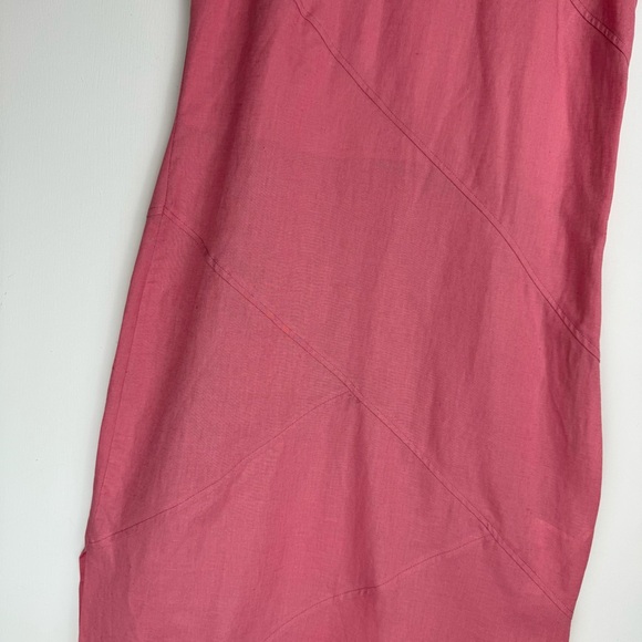 NWT Zara Pink Linen Blend Midi Dress Sz Small Side Slits Boho Chic - Picture 8 of 16